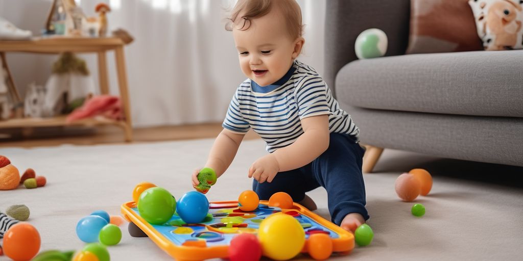 toddler playing with interactive learning toys